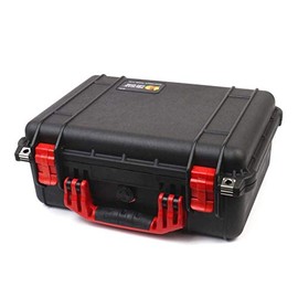Pelican Color Case Black Pelican 1450 case with red Handle & latches. Comes with Foam.