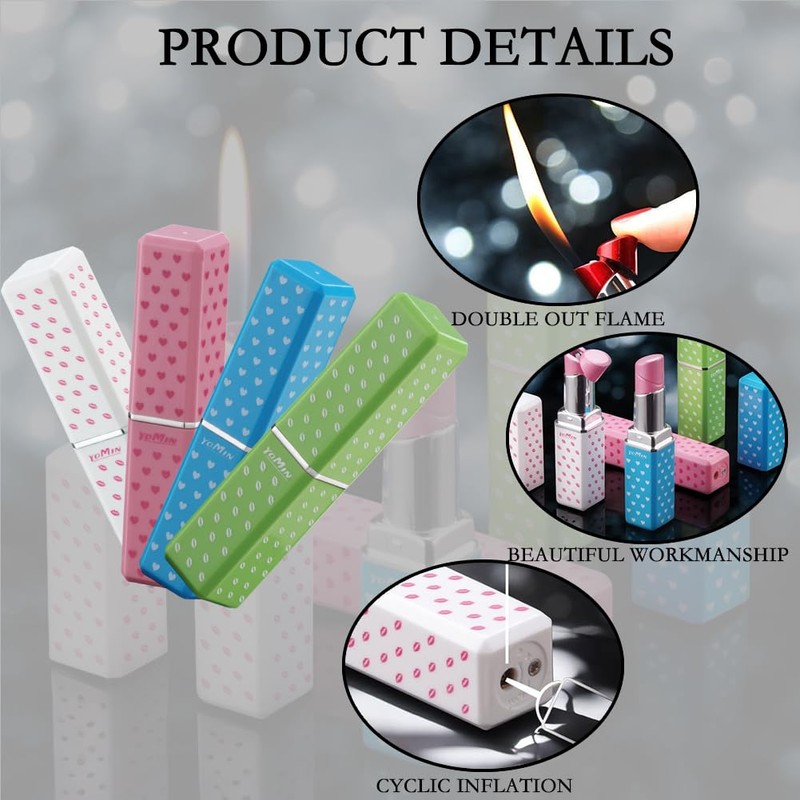 Lipstick Lighter, Refillable Butane Torch Lighter, Butane Soft Flame (No