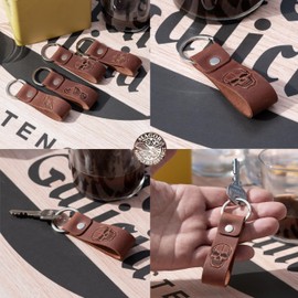 "Leather Key Chain Favorite for Men | Keyring Gift for Women & Men | Birthday & Anniversary | Full Cow Leather" (Scull)