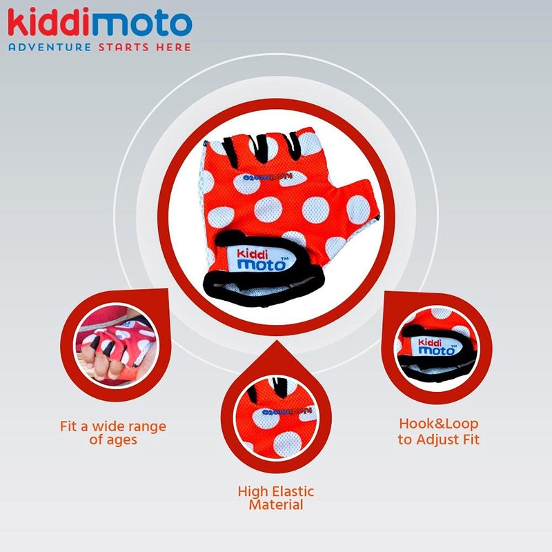 Children's Bike Gloves Red/White Dots Gloves KM m (5 Years)