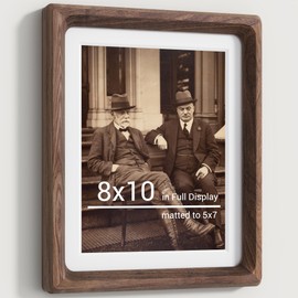 Heimlove 8x10 Picture Frames Natural Walnut,Original Wood Hand Make Crafted Photo Frame with Mat to 5x7 Graduation Picture Display,Family Picture,Wedding Picture Tabletop & Wall Decoration