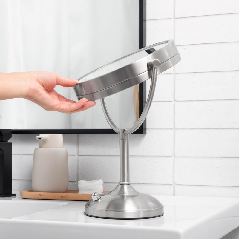 JERDON Lighted Tabletop Mirror with 10X/1X Magnification - LED Lighted
