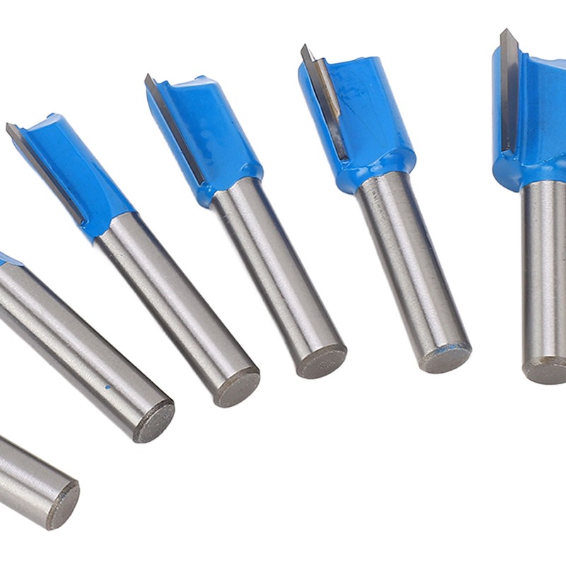 7 Pcs Straight Router Bit 8mm Shank Double Flute Wood