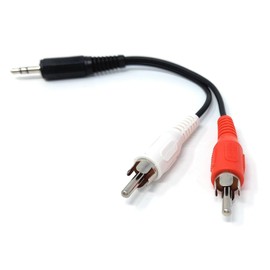 DRUT 15cm 3.5mm Stereo AUX Jack to 2 x RCA Phono Stereo Audio Cable Lead, Nickel Connectors 0.5ft