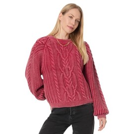 Free People Frankie Cable Sweater Cherry XS (Women's 0-2)