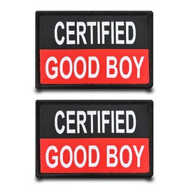 Pack of 2 CERTIFIED GOOD BOY Funny Flag Patch Recognized Good Boy Embroidered Badge Patch with Embroidery Tactical Military Patch Applique for Jacket Jeans Backpacks Clothing Bags Vest
