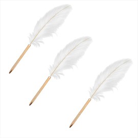 3 Pcs White Retro Feather Ballpoint Pen Exquisite Siganture Pen Ballpoint Pen for Wedding Office Business Gift Pens for Signing Artwork Journal Writing Ballpoint Pens and Refills Pens and Refills