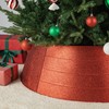 Glitzhome 40.5" D Red Metal Glitter Tree Collar, Decorative Tree