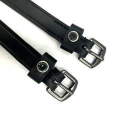 Equine Smile ES4010 Spur Rhymes with Rhinestone Crystal Made of Leather for Spurs Replacement Straps Accessories Horse Sport Straps Riding Spur Straps Fixing Riding Spurs (Black Leather/Black