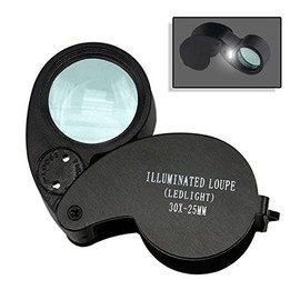 Jeweler's Lighted Dual LED Magnifier Eye Loupe 30X Magnification - 1-Inch Lens