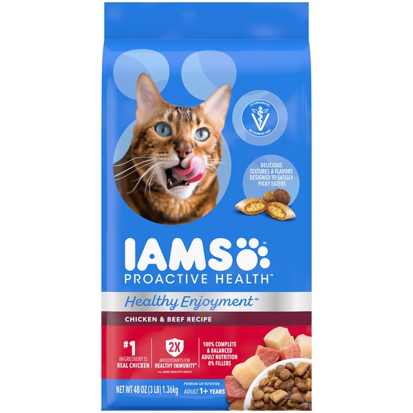 Iams Healthy Enjoyment Dry Cat Food Chicken & Beef Recipe,
