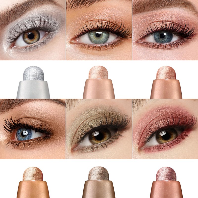 6PCS Eyeshadow Stick Set, Cream Eyeshadow Pencil Crayon, Waterproof Long