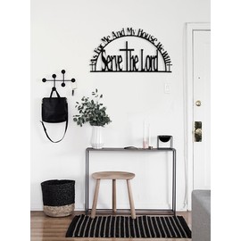 Inspirational Word Art, Christian Faith Biblical Verse Wall Sign, Hand-Made Wooden Decoration Plaque for Home, Office, Church – Real Wood (As for Me and My House, We Will Serve The Lord)