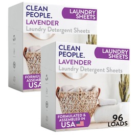 The Clean People Laundry Detergent Sheets - Laundry Soap - Ultra Concentrated, Recyclable Packaging, Stain Fighting - Lavender, 192 Pack