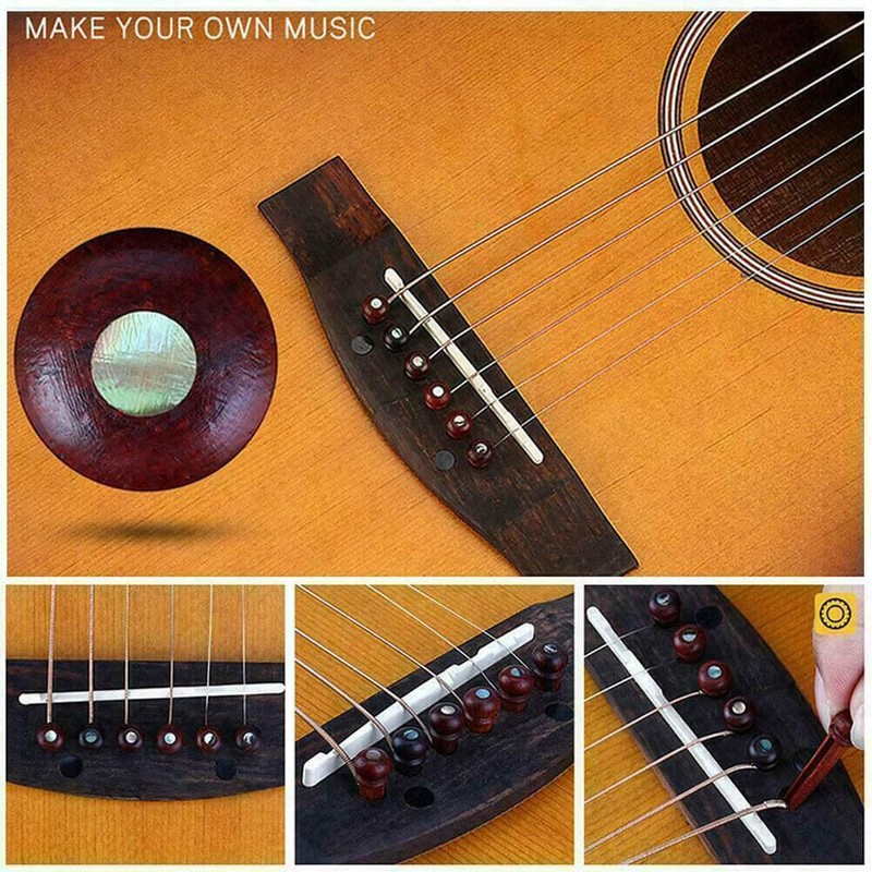 30pcs Cocobolo Guitar Bridge Pins, Vintage Style, Slotted w/Green Abalone