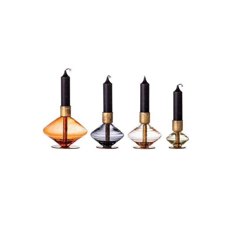 Bloomingville Multi-Color Glass & Metal, Set of 4 Taper Holder,
