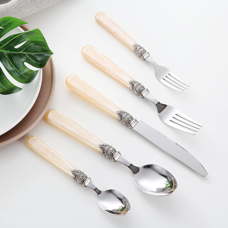 CATHYLIN REVERIE Collection 18/10 Stainless Steel Vintage Flatware set,Sliverware set,Dishwasher