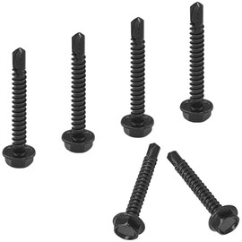 60 PCS Hex Head Self-Tapping Screws for Metal,Black 410 Stainless Steel Self-Drilling Screws (M4.8 * 36mm)