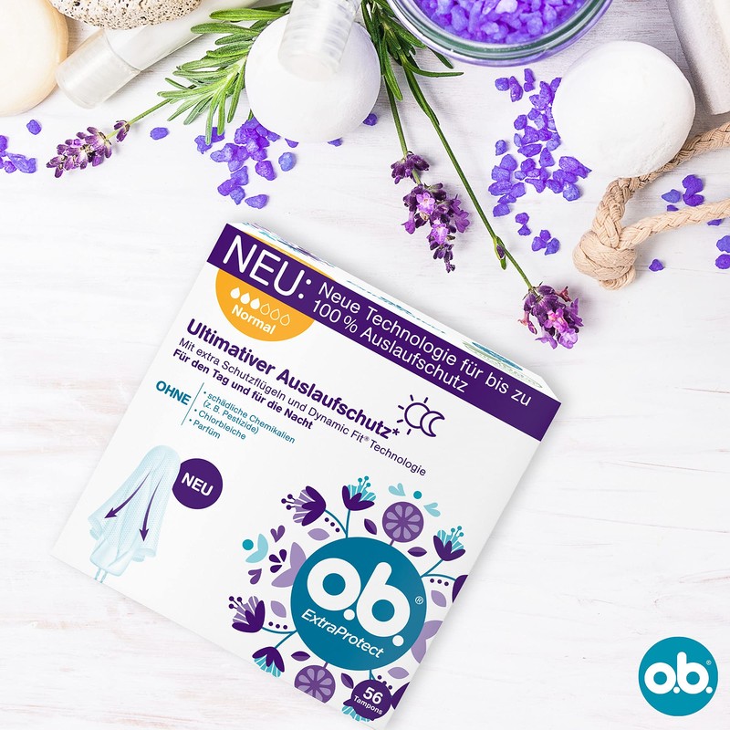 o.b. ExtraProtect Normal (Pack of 56), Tampons for Medium/Stronger Days,