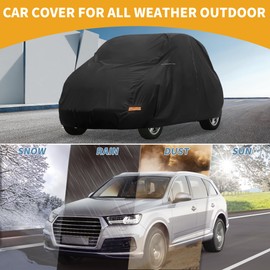 Partuto Car Cover Waterproof All Weather 210D-PU, UV Sun Rain Protection, for Smart Fortwo, with Left Side Zipper & Mirror Pockets, Black