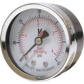 Valley Instrument Grade B Back Mount 2in. Dry Gauge - 0-60 PSI