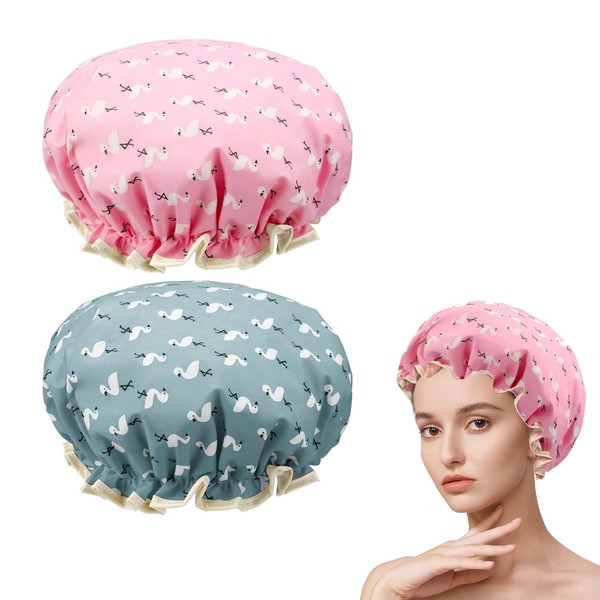 Pack of 2 | Shower Caps for Women, Double Layers