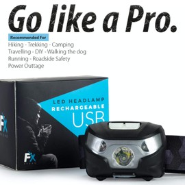 Headlamp LED USB Rechargeable - Waterproof Super Bright Torch - White and or Red Light with 5 Modes - Comfortable Equipment for Running Camping Men Woman Kid - Best Bulb Lamp for Night Walking the Dog