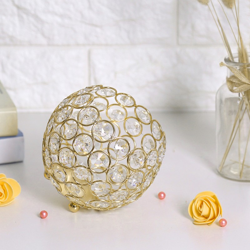 Crystal Tea Light Candle Holders Wedding Decor Table Centerpieces (Gold