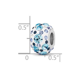 JewelryWeb 8.5mm 925 Sterling Silver Reflections Rhodium Plated Blue White Preciosa Crystal Bead-Bead Charm Pendant Necklace for Women