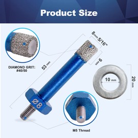 Dry Diamond Tile Drill Bit 5/16inch(8mm)- BRSCHNITT Diamond Hole Saw for Porcelain Tile Ceramic Stone Granite Marble,M5 Thread(2pcs)