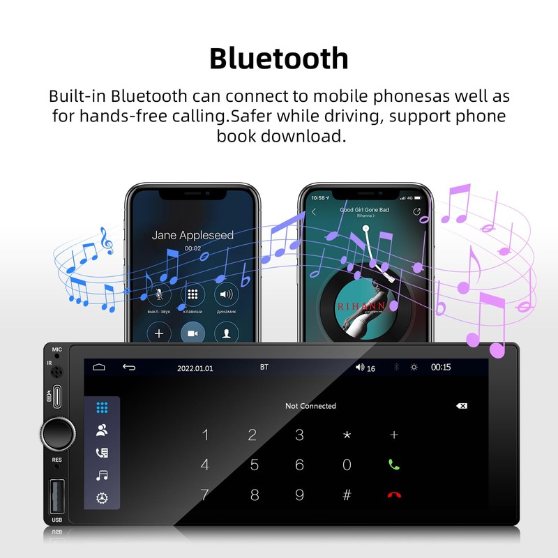 [Type-C&USB] Carplay Screen for car,Single-Din-Car-Radio with Wireless Apple-Carplay & Android-Auto,6.86