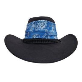 Cowboy Hat Black Paisley Blue Sun Cap Faux Felt Leather Suede Fancy Dress Party Cowgirl Costume Outfit Western Travel Outdoor Sun Protection Mens Womens