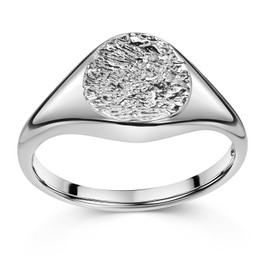 MATERIA by Matthias Wagner Women's 925 Silver Hammered Rhodium-Plated Domed Ring, Sterling silver