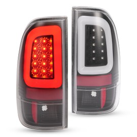 HECASA Pair LED Tail Lights Compatible with 2008-2016 Ford F250 F350 F450 F550 Super Duty Replacement for FO2800208 Tail Lamp w/LED Tube Bar Driver & Passenger Side - Clear Lens Black Housing
