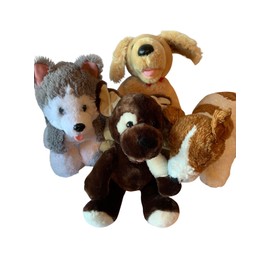 Weighted stuffed animal, dog plush with 3 lbs, weighted plush puppy, tri color, grey, tan, golden