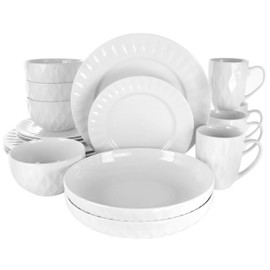 Elama White Porcelain Dish Dinnerware Set, 18 Piece, Sienna