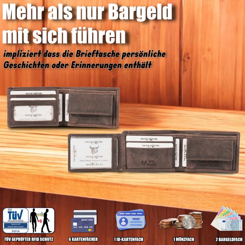 Matador Small Wallet 559, dark brown, S, Retro