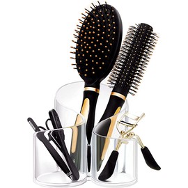 Triko Soporte para Brochas de Maquillaje de Acrílico Transparente, Organizador de Maquillaje, Organizador de Cosméticos de 3 Compartimentos, Caja de Almacenamiento de Maquillaje