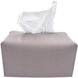 carrotez Tissue Box Cover, [Refined] Modern PU Leather Rectangular Tissue Box Holder - Decorative Holder/Organizer for Bathroom Vanity Countertop, Night Stands, Office Desk 9.5"X5"X5" - Lavender