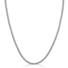 Evegfts Rolo Chain Necklace, 2MM Square Rolo Chain Necklace for Women Men Silver Rolo Cable Chain Necklace Stainless Steel Rolo Chain Necklace Square Rolo Chains-22 Inches