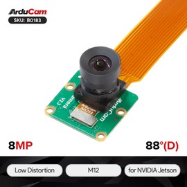 Arducam Mini 8MP IMX219 Camera Module for Jetson Orin NX/AGX Orin, with Low Distortion 105°(D) FOV M12 Lens, Compatible with Raspberry Pi CM3 / CM3+