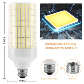 RIUVAO 800W Equivalent LED Corn Bulb, Led Corn Light Bulbs 12000 Lumen 5000K Daylight White Led Bulb,E26/E39 Medium Mogul Base,2-Pack 80W Large Area Light Bulbs for Outdoor Indoor Garage Warehouse