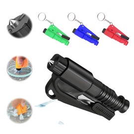 Mrltau 4 pieces rescue tool as key chain, seat belt cutter, car window breaker, car seat belt cutter, emergency hammer, practical car key fob.