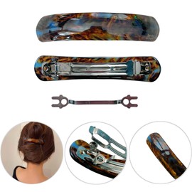 Ypkia Pack of 2 French Hair Clips, Women's Thin Hair, Automatic Hair Clip, Large for Medium Thick Hair Clips (Amber, Green)