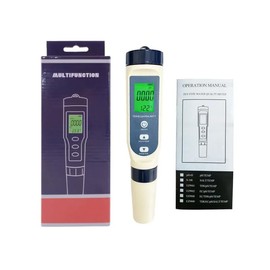 zoomto 5-in-1 Water Quality Tester for PH/TDS/EC/Salt/Temperature, with USB-Rechargeable, IP67 Digital pH Meter with Auto Calibration and VA for Hydroponics, Garden, Pool, Aquarium