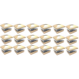 Solar Power Outdoor Garden 5 x 5 LED Post Deck Cap Square Fence Light Landscape Lamp Lawn PVC Vinyl Wood (Copper - 18 Pack)