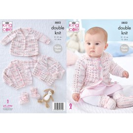King Cole Baby DK Knitting Pattern Lace Matinee Coat Cardigans & Bootees (5852)