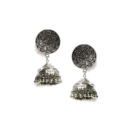 Vinca jewel's Fashion Fancy Drop Jhumki Earrings For Women Girls Oxidized Earrings Agate Alloy Jhumki Earring, Silver Oxidized, No Gemstone