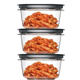 Utensilux Rubber maid Premier, 5 Cup Premier Flex & Seal Food Storage Set, 3 Tritan Containers, 3 Grey Flex and Seal Lids, 6 Piece Bundle Set Bundle