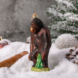 Amanman Tacky Christmas Ornaments Blown Glass Orangutan Ornaments for Christmas Tree White Elephant Gifts 5.5inch Monkey Ornaments